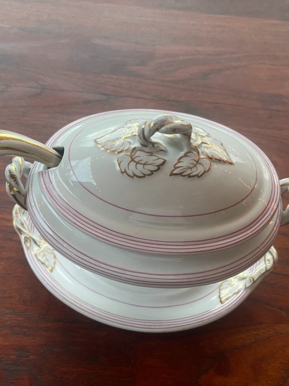 Antique Wales Cardiff Swansea Porcelain White Gold Leaf Gravy Boat